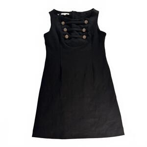 Anthropologie Corey Lynn Calter Black‎ Preppy Dress with Gold Buttons size 8